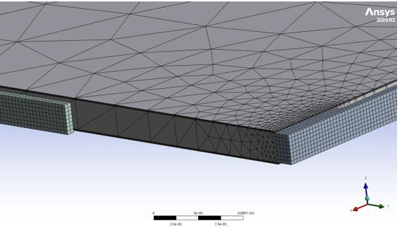 Zoomed finite element mesh of the accelerometer
