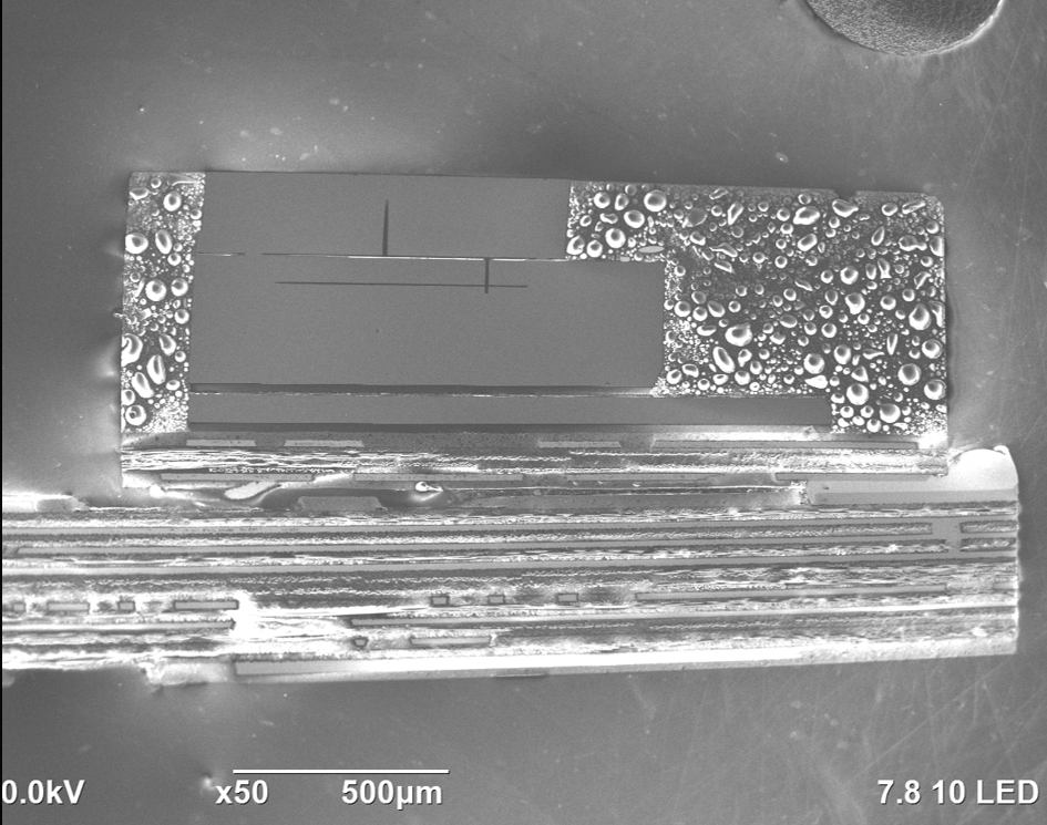 SEM image of the pressure sensor die cross-section