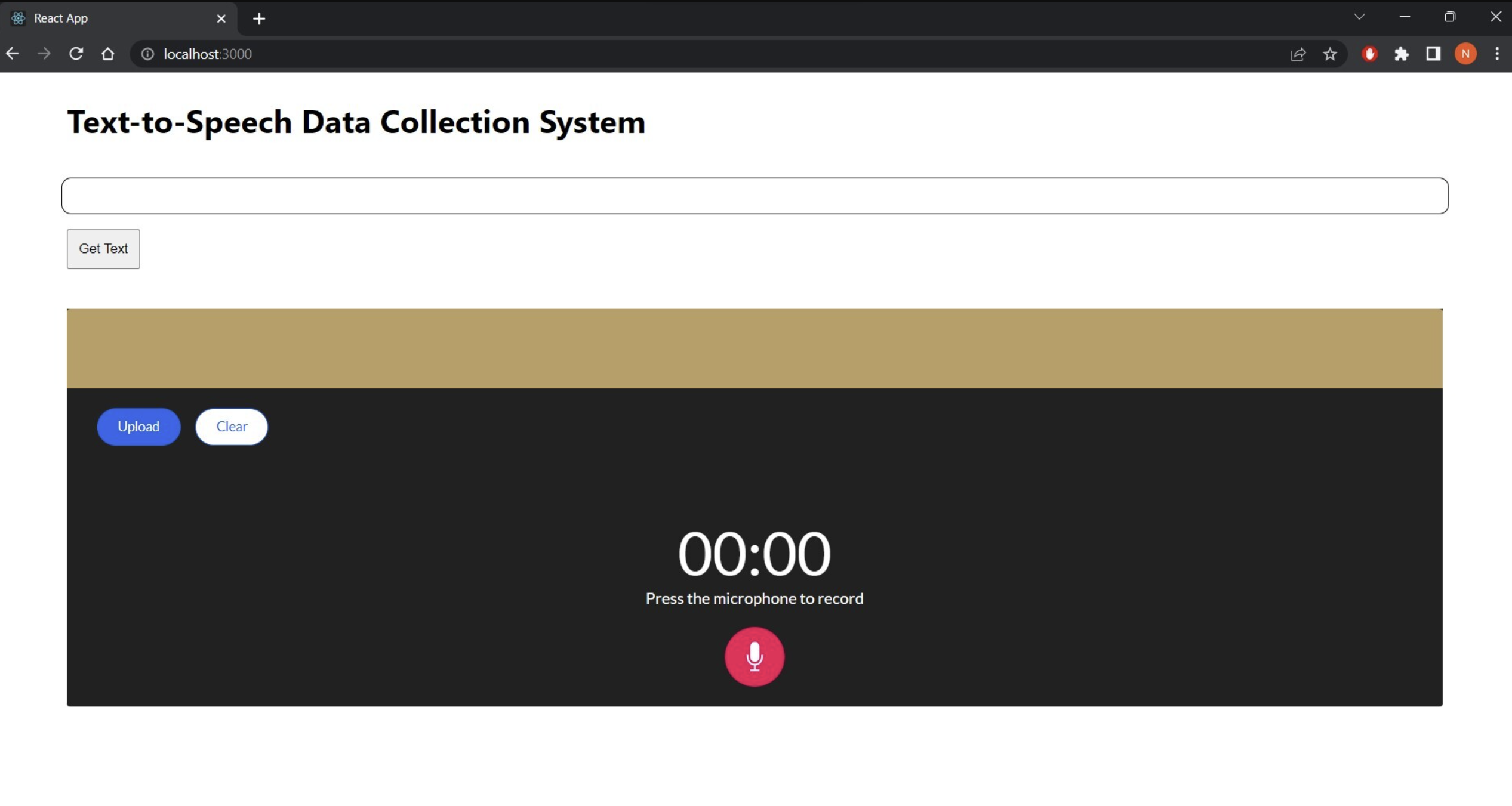 Recording web interface with microphone button
